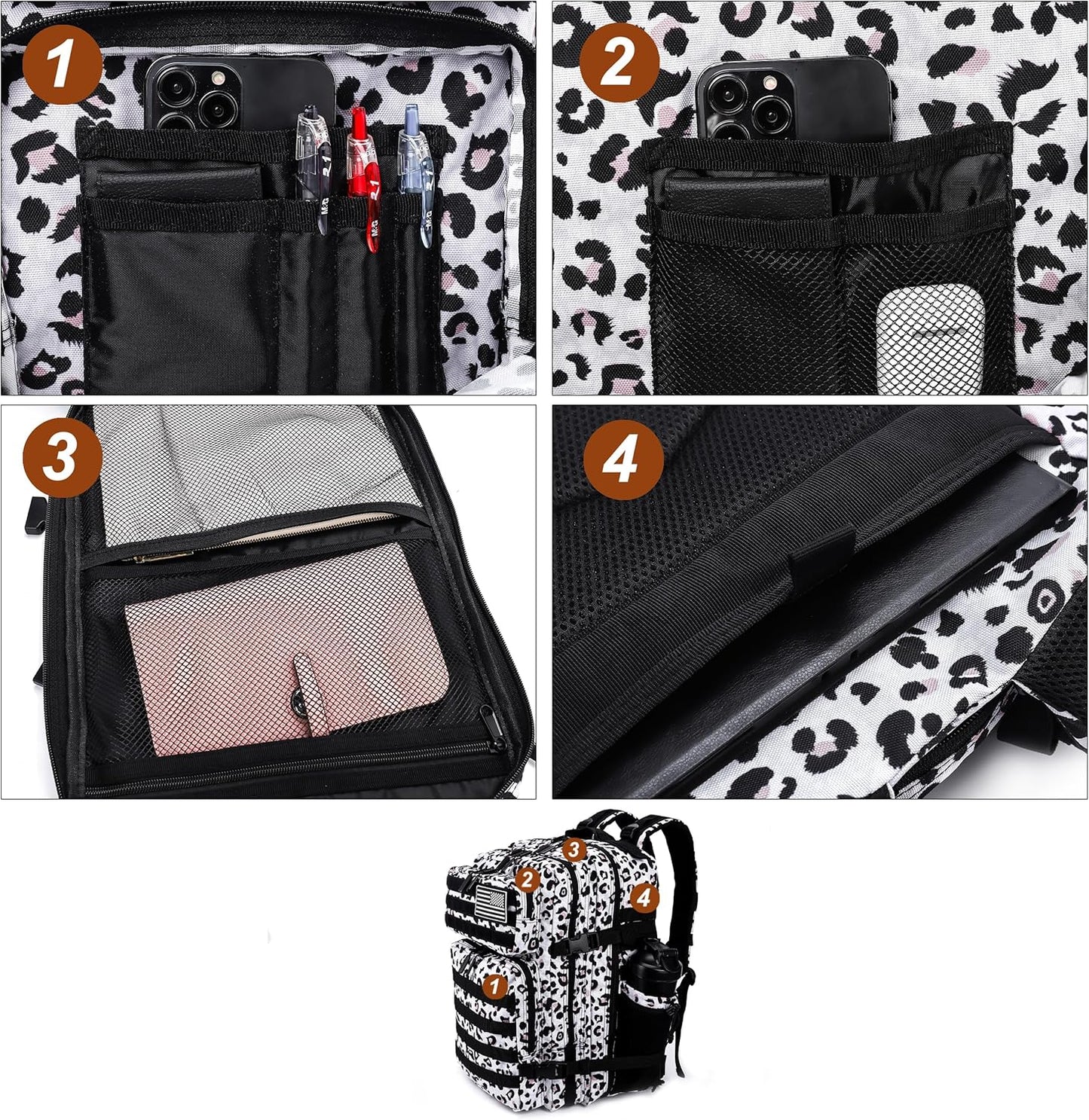 LHI Military Tactical Backpack for Men and Women 45L Army 3 Days Assault Pack Bag Large Rucksack with Molle System - Black - Colors B