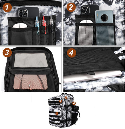 LHI Military Tactical Backpack for Men and Women 45L Army 3 Days Assault Pack Bag Large Rucksack with Molle System - Black - Colors B