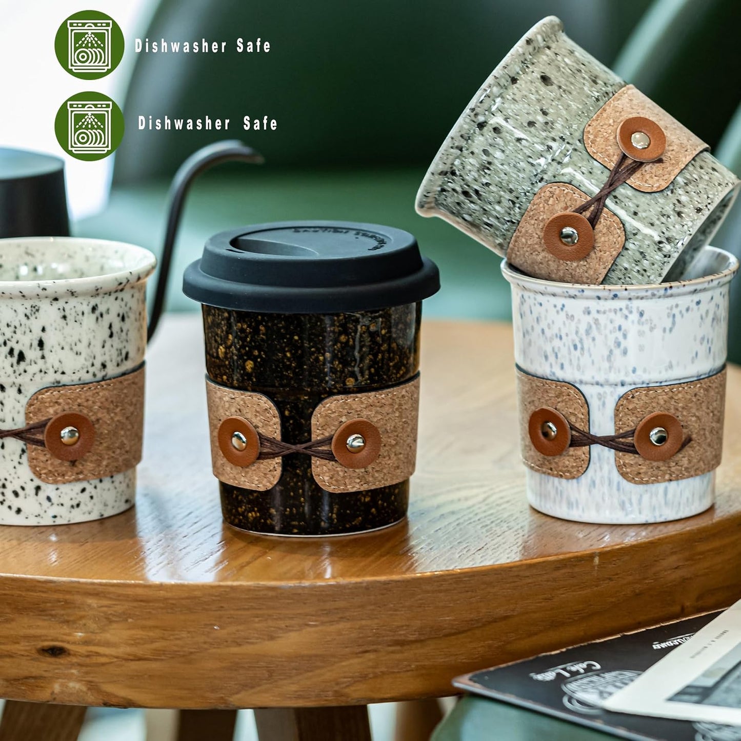 Ceramic Travel Coffee Mug with Lid, Large To Go Coffee Tumbler | Spill Proof Coffee Cup, Microwave and Dishwasher Safe, Large Porcelain Tea Mug with Lid, Coffee Gifts for Men & Women, 13.5oz