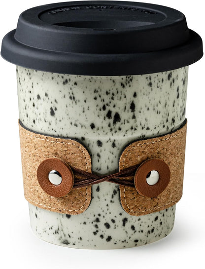 Ceramic Travel Coffee Mug with Lid, Large To Go Coffee Tumbler | Spill Proof Coffee Cup, Microwave and Dishwasher Safe, Large Porcelain Tea Mug with Lid, Coffee Gifts for Men & Women, 13.5oz