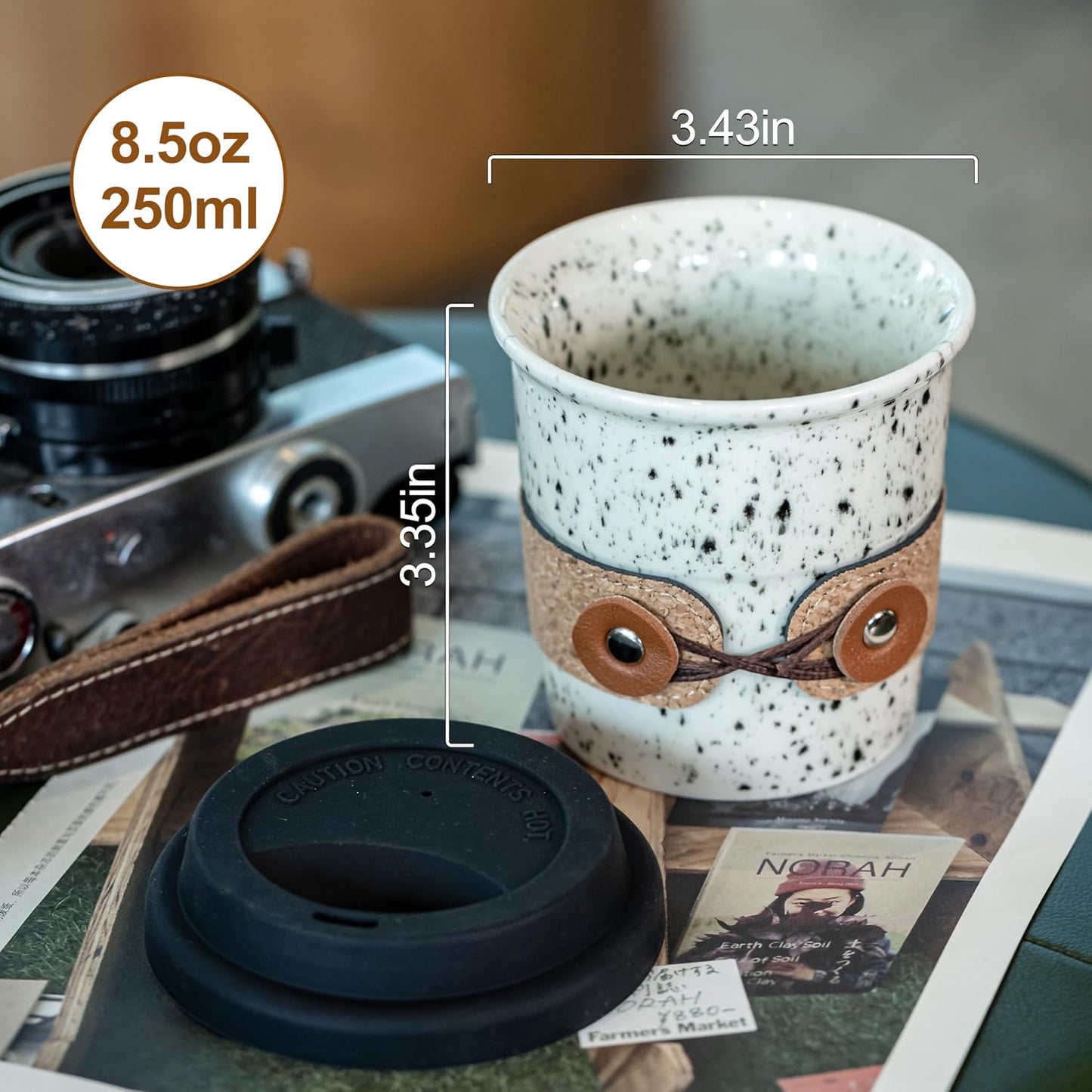 Ceramic Travel Coffee Mug with Lid, Large To Go Coffee Tumbler | Spill Proof Coffee Cup, Microwave and Dishwasher Safe, Large Porcelain Tea Mug with Lid, Coffee Gifts for Men & Women, 13.5oz