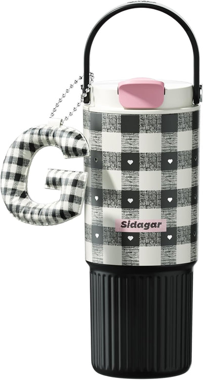 26 oz Insulated Stainless Steel Tumbler with Straw & Handle Black | Leak-proof Water Bottle| Dual Drinking Options with Straw & Spout | Cup Holder Compatible| BPA-Free | Cold 12H| Easy to Clean