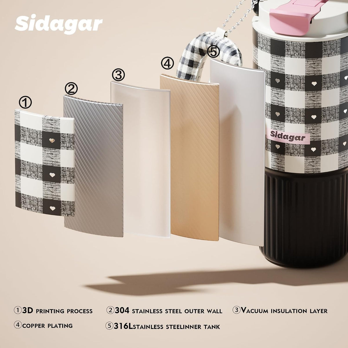 26 oz Insulated Stainless Steel Tumbler with Straw & Handle Black | Leak-proof Water Bottle| Dual Drinking Options with Straw & Spout | Cup Holder Compatible| BPA-Free | Cold 12H| Easy to Clean