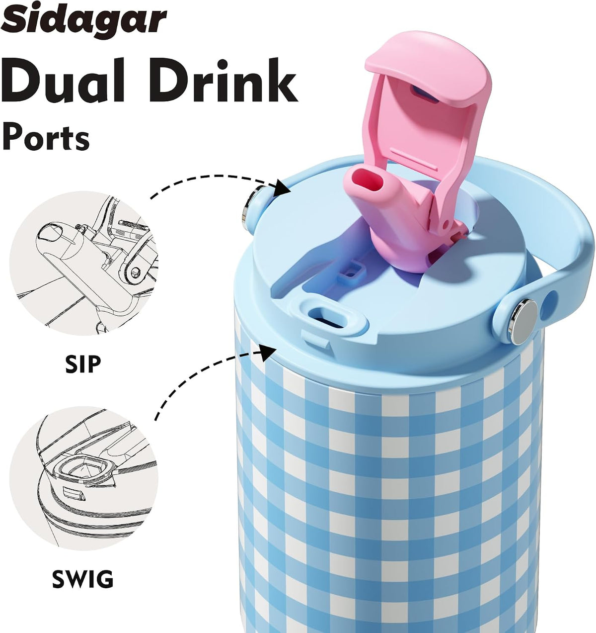 26 oz Insulated Stainless Steel Tumbler with Straw & Handle Black | Leak-proof Water Bottle| Dual Drinking Options with Straw & Spout | Cup Holder Compatible| BPA-Free | Cold 12H| Easy to Clean