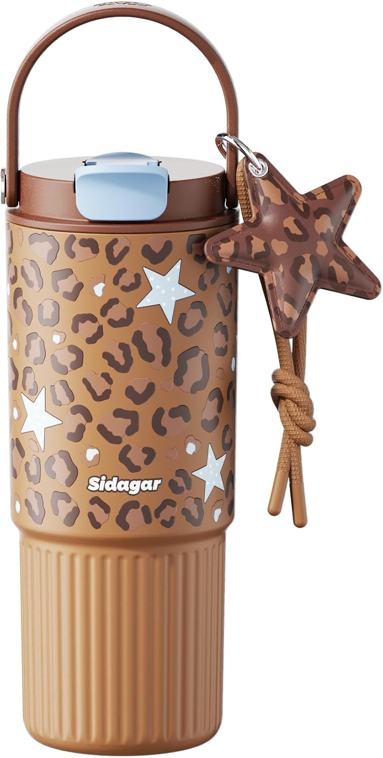 26 oz Insulated Stainless Steel Tumbler with Straw & Handle Black | Leak-proof Water Bottle| Dual Drinking Options with Straw & Spout | Cup Holder Compatible| BPA-Free | Cold 12H| Easy to Clean