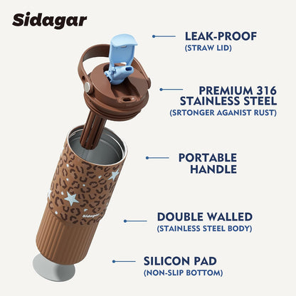 26 oz Insulated Stainless Steel Tumbler with Straw & Handle Black | Leak-proof Water Bottle| Dual Drinking Options with Straw & Spout | Cup Holder Compatible| BPA-Free | Cold 12H| Easy to Clean