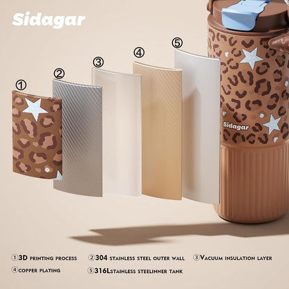 26 oz Insulated Stainless Steel Tumbler with Straw & Handle Black | Leak-proof Water Bottle| Dual Drinking Options with Straw & Spout | Cup Holder Compatible| BPA-Free | Cold 12H| Easy to Clean