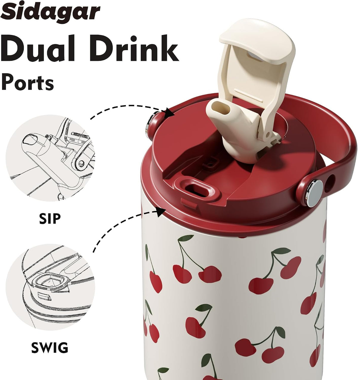 26 oz Insulated Stainless Steel Tumbler with Straw & Handle Black | Leak-proof Water Bottle| Dual Drinking Options with Straw & Spout | Cup Holder Compatible| BPA-Free | Cold 12H| Easy to Clean