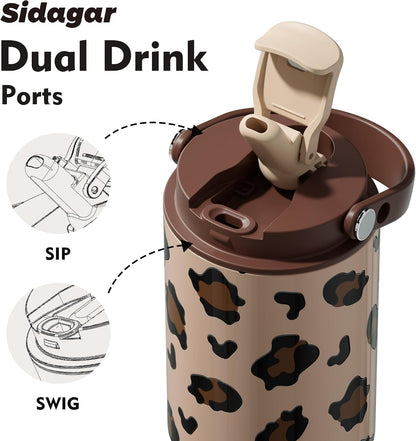 26 oz Insulated Stainless Steel Tumbler with Straw & Handle Black | Leak-proof Water Bottle| Dual Drinking Options with Straw & Spout | Cup Holder Compatible| BPA-Free | Cold 12H| Easy to Clean