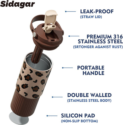 26 oz Insulated Stainless Steel Tumbler with Straw & Handle Black | Leak-proof Water Bottle| Dual Drinking Options with Straw & Spout | Cup Holder Compatible| BPA-Free | Cold 12H| Easy to Clean