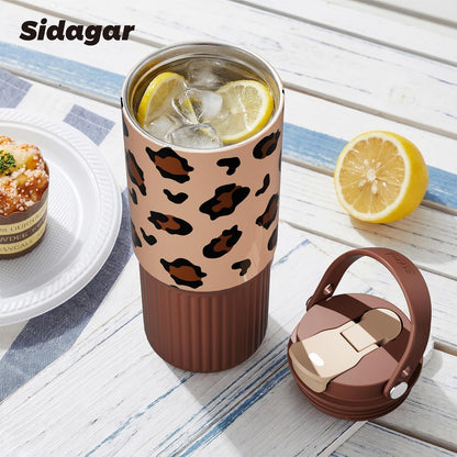 26 oz Insulated Stainless Steel Tumbler with Straw & Handle Black | Leak-proof Water Bottle| Dual Drinking Options with Straw & Spout | Cup Holder Compatible| BPA-Free | Cold 12H| Easy to Clean