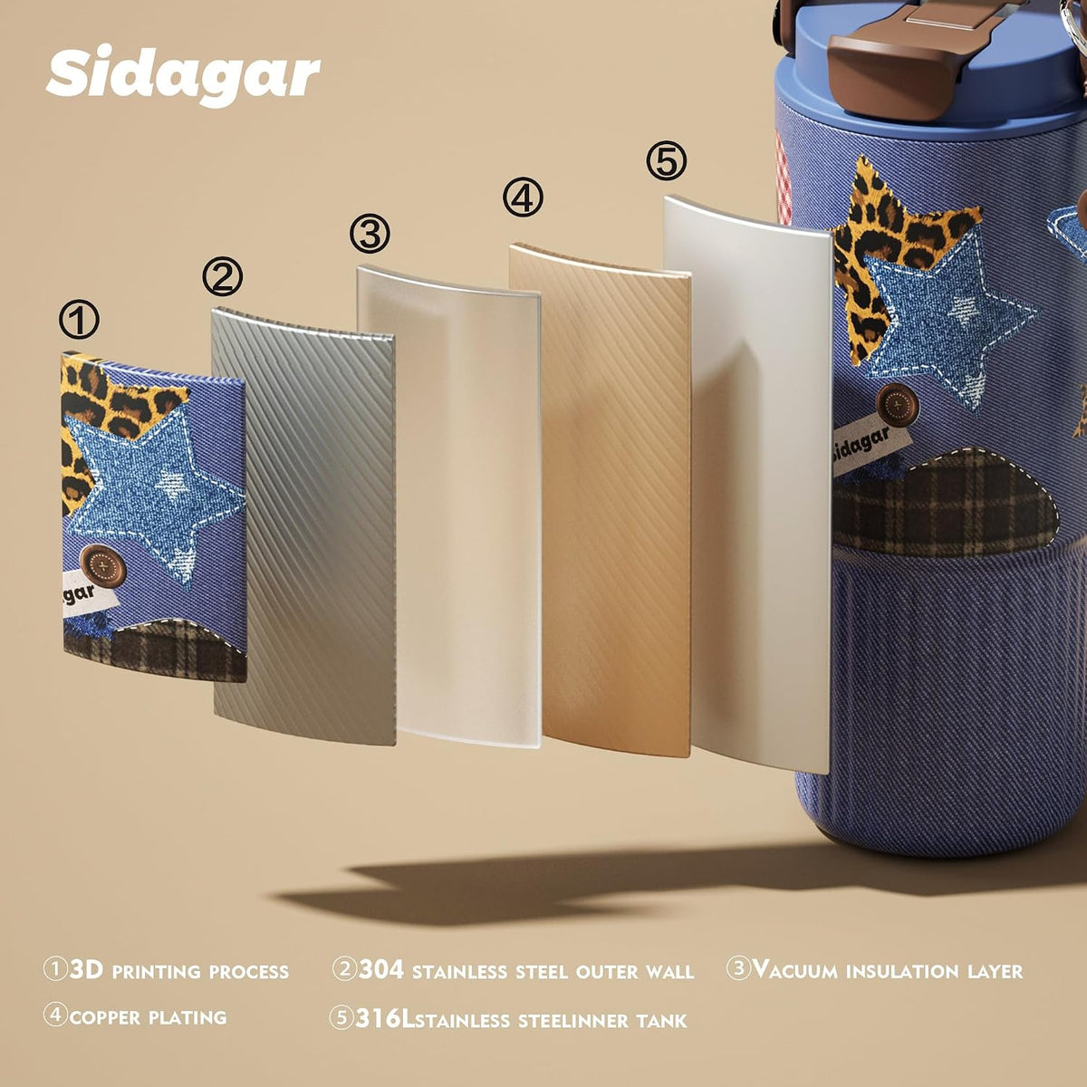 26 oz Insulated Stainless Steel Tumbler with Straw & Handle Black | Leak-proof Water Bottle| Dual Drinking Options with Straw & Spout | Cup Holder Compatible| BPA-Free | Cold 12H| Easy to Clean