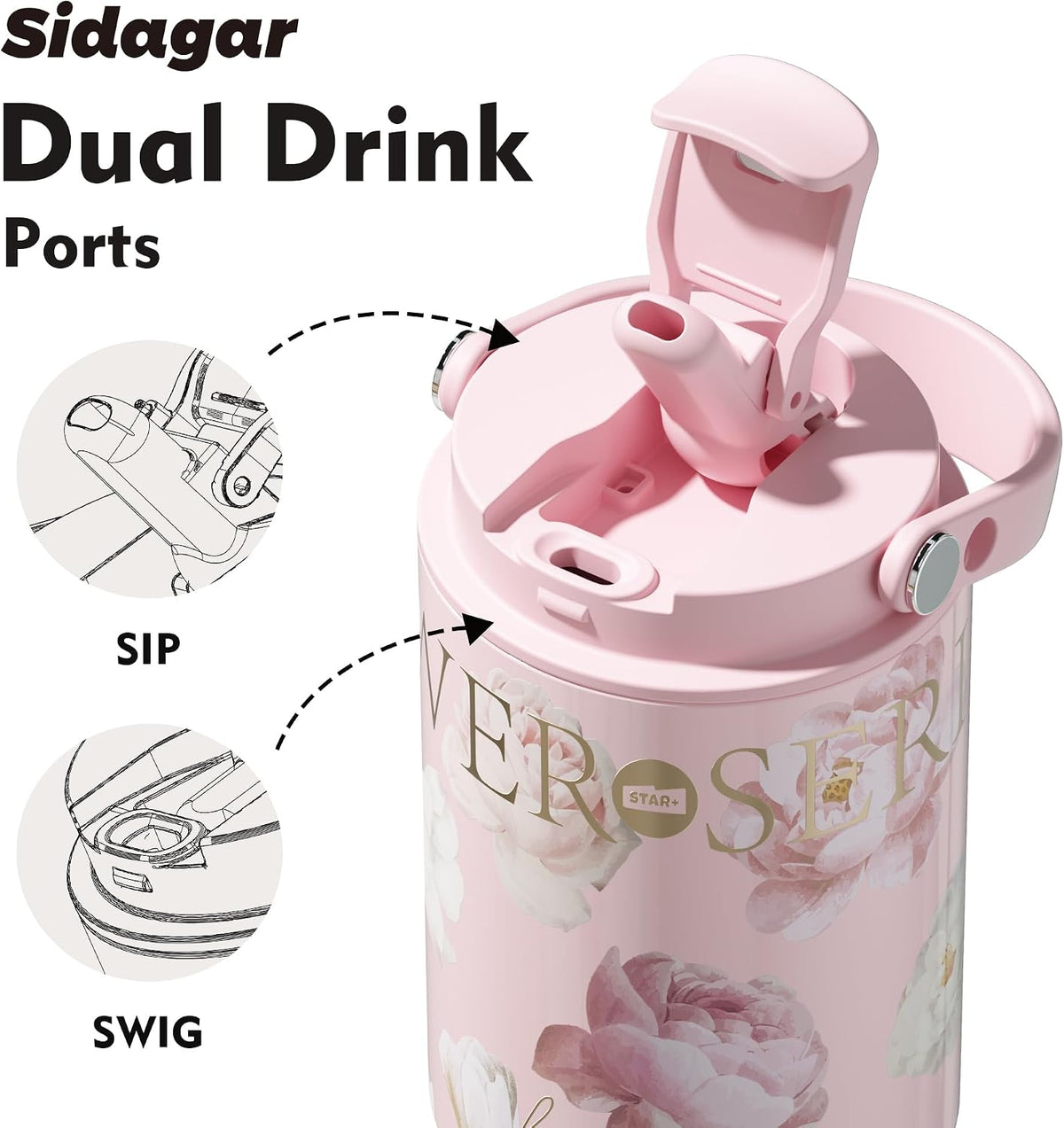 26 oz Insulated Stainless Steel Tumbler with Straw & Handle Black | Leak-proof Water Bottle| Dual Drinking Options with Straw & Spout | Cup Holder Compatible| BPA-Free | Cold 12H| Easy to Clean