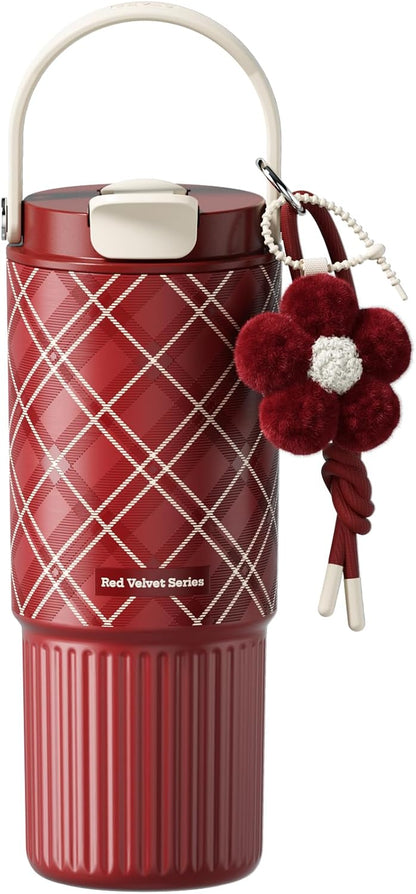 26 oz Insulated Stainless Steel Tumbler with Straw & Handle Black | Leak-proof Water Bottle| Dual Drinking Options with Straw & Spout | Cup Holder Compatible| BPA-Free | Cold 12H| Easy to Clean