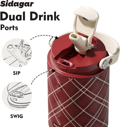 26 oz Insulated Stainless Steel Tumbler with Straw & Handle Black | Leak-proof Water Bottle| Dual Drinking Options with Straw & Spout | Cup Holder Compatible| BPA-Free | Cold 12H| Easy to Clean