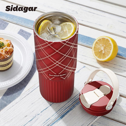 26 oz Insulated Stainless Steel Tumbler with Straw & Handle Black | Leak-proof Water Bottle| Dual Drinking Options with Straw & Spout | Cup Holder Compatible| BPA-Free | Cold 12H| Easy to Clean
