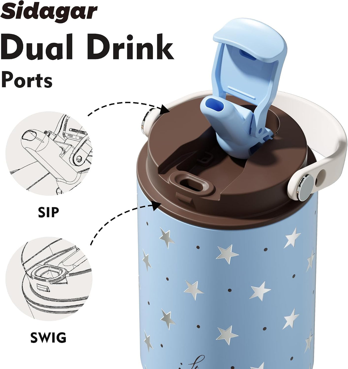 26 oz Insulated Stainless Steel Tumbler with Straw & Handle Black | Leak-proof Water Bottle| Dual Drinking Options with Straw & Spout | Cup Holder Compatible| BPA-Free | Cold 12H| Easy to Clean