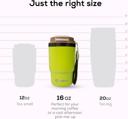 Insulated 16oz Stainless Steel Tumbler Mug Leakproof Double Walled Vacuum Thermal Coffee Cup with 2-in-1 Straw & Lid, Cupholder-Friendly Travel Mug for Hot & Cold Drinks (Pink)