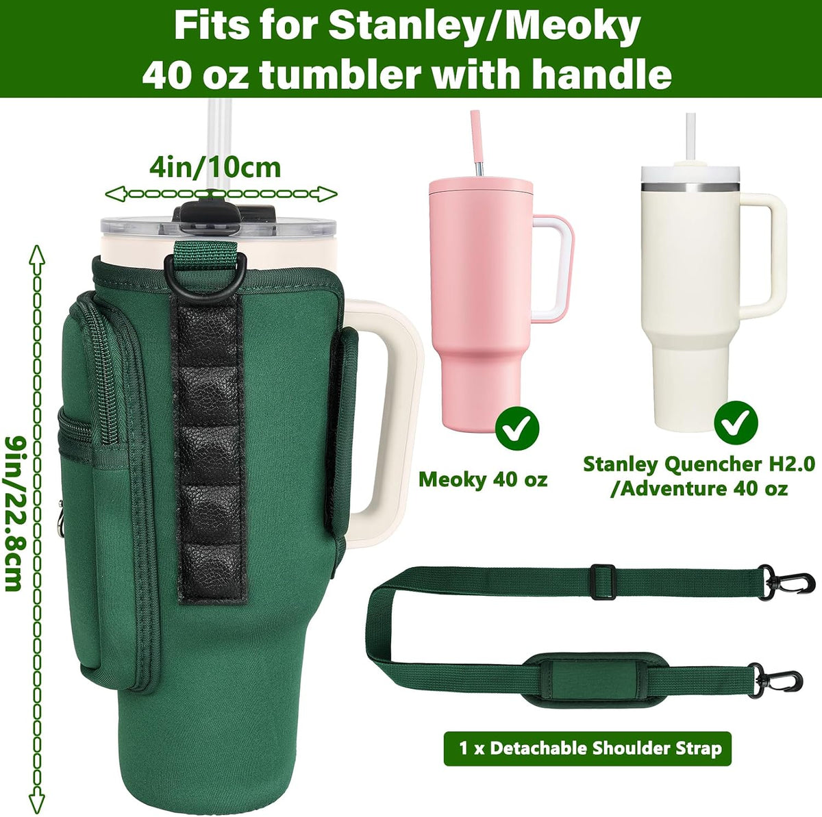 Magnetic Water Bottle Carrier Bag Fits for Stanley/Meoky 40 oz Tumbler