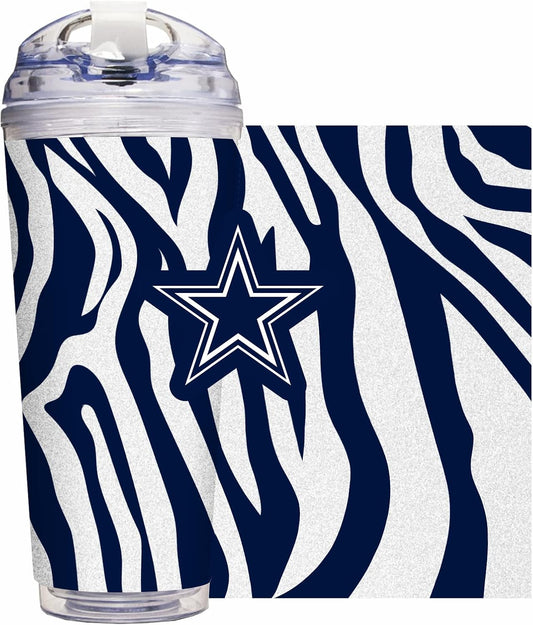 NFL Football Glitter 24oz Acrylic Glitter Tumbler with Hinged Lid, Officially Licensed Double Wall Tumbler with Straw