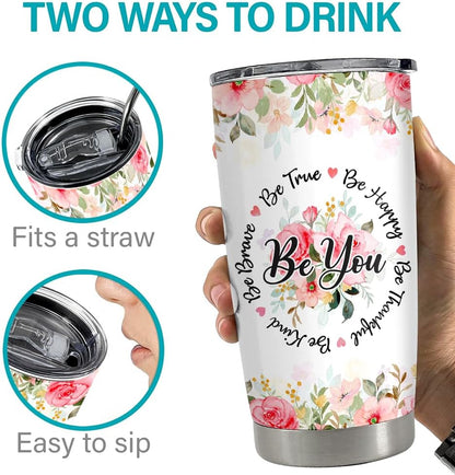 Sometimes You Forget You're Awesome Tumbler 20oz Inspirational Gifts Stainless Steel Insulated Tumblers Coffee Travel Mug Cup Gift for Coworkers Friends Sister Birthday Christmas