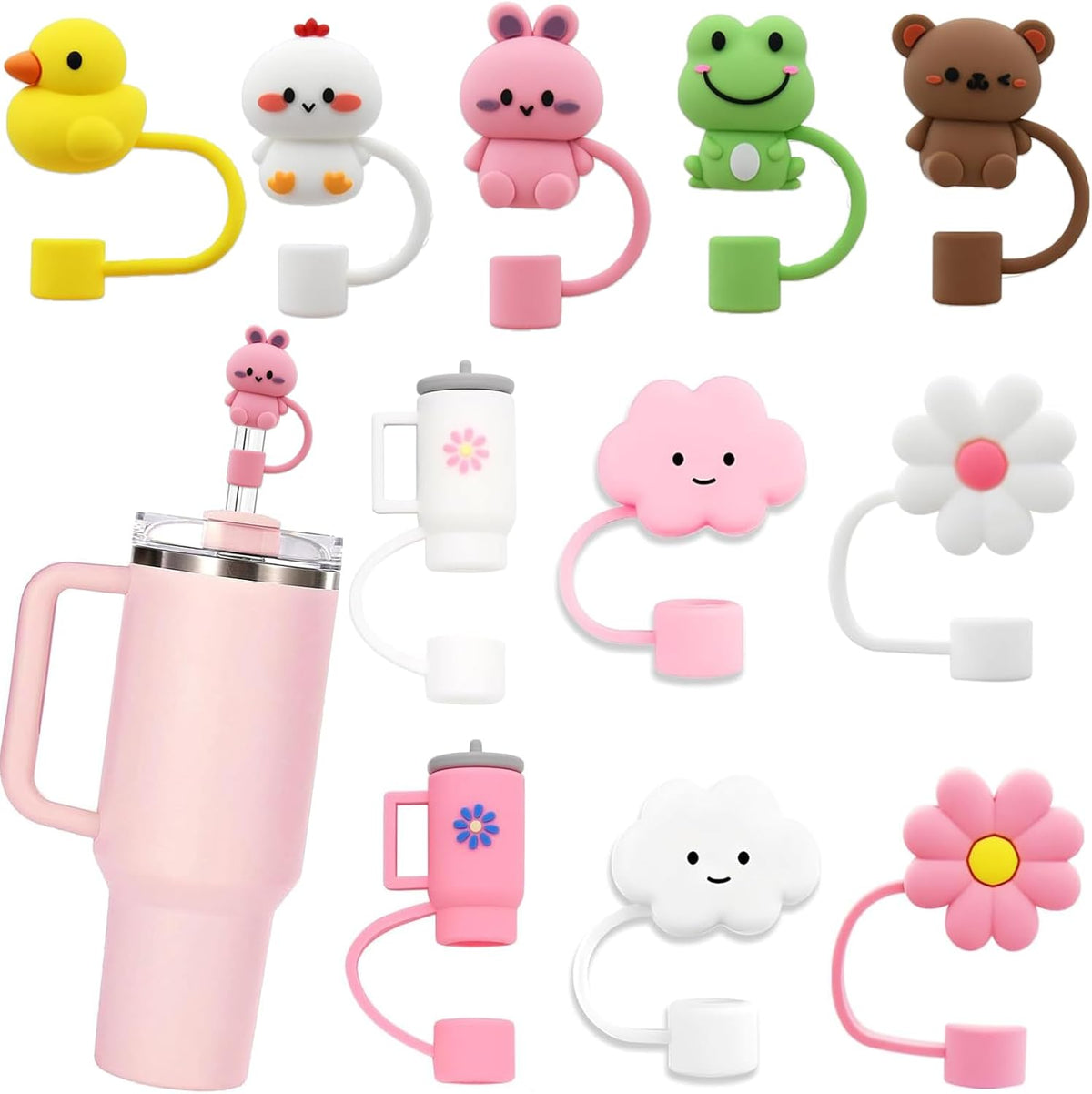 LDKEKDF 11Pcs Straw Cover Topper for 30&40oz Stanley Cup with Tumblers