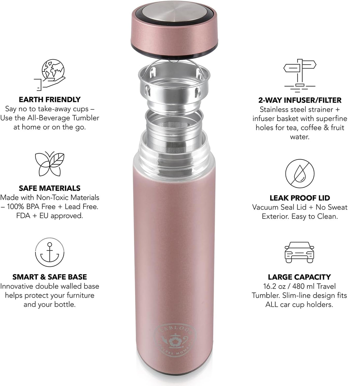 The ORIGINAL All-Brew Travel Tumbler & Thermos | OPRAH’s Favorite | 16oz/480ml Stainless Steel Insulated Water Bottle/Tea Flask/Cold Brew Coffee Mug