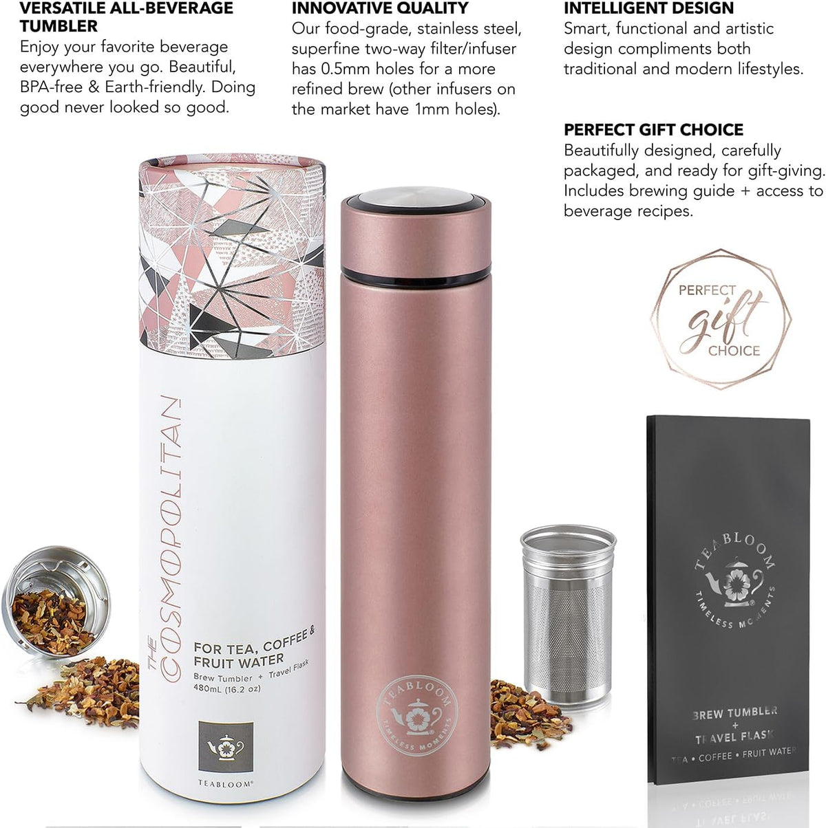 The ORIGINAL All-Brew Travel Tumbler & Thermos | OPRAH’s Favorite | 16oz/480ml Stainless Steel Insulated Water Bottle/Tea Flask/Cold Brew Coffee Mug