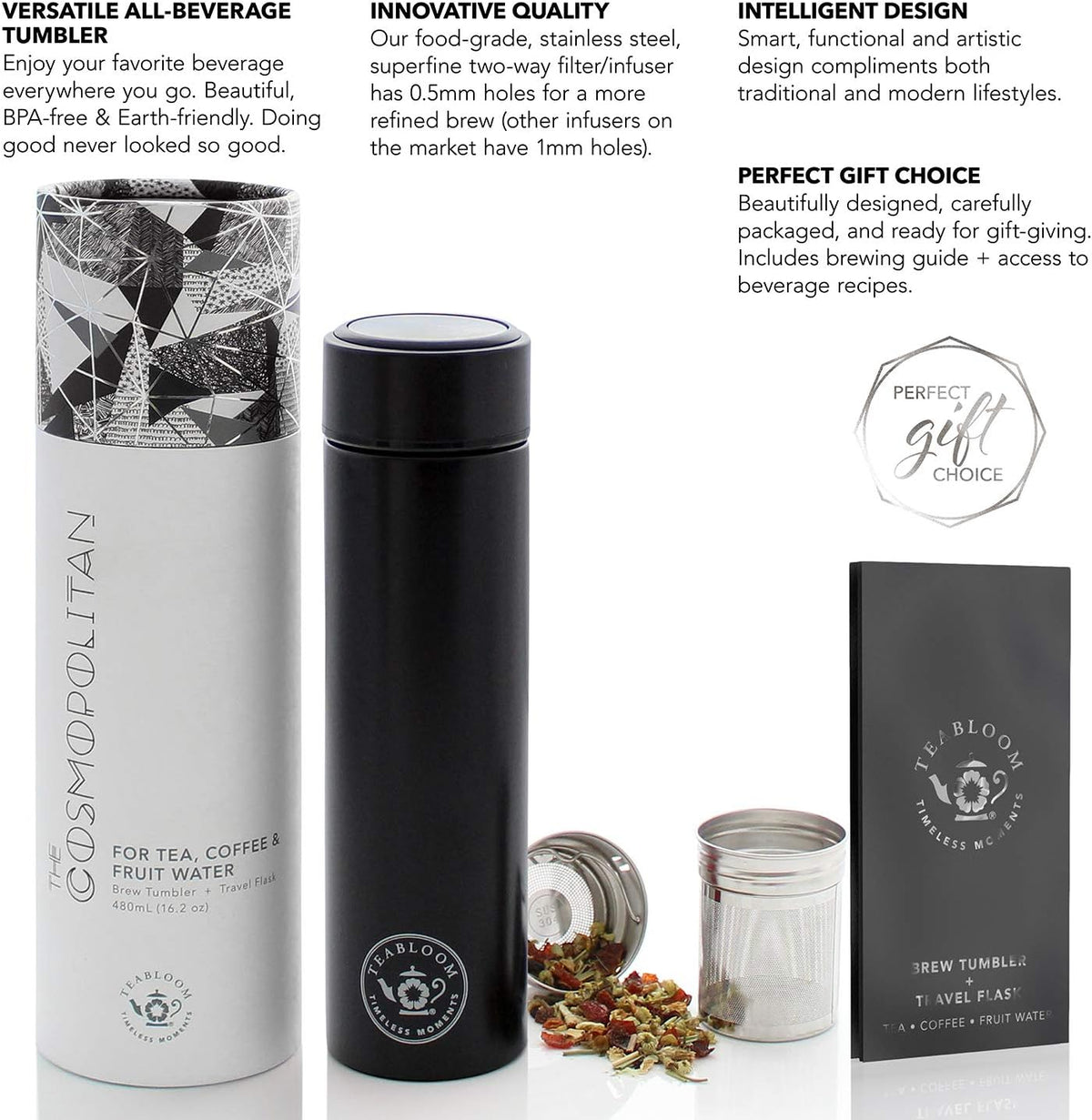 The ORIGINAL All-Brew Travel Tumbler & Thermos | OPRAH’s Favorite | 16oz/480ml Stainless Steel Insulated Water Bottle/Tea Flask/Cold Brew Coffee Mug