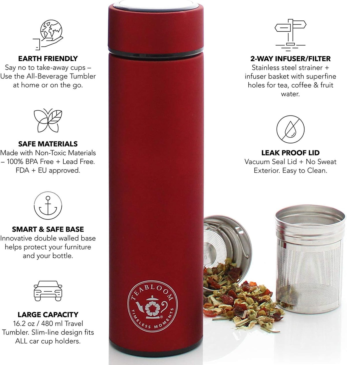 The ORIGINAL All-Brew Travel Tumbler & Thermos | OPRAH’s Favorite | 16oz/480ml Stainless Steel Insulated Water Bottle/Tea Flask/Cold Brew Coffee Mug