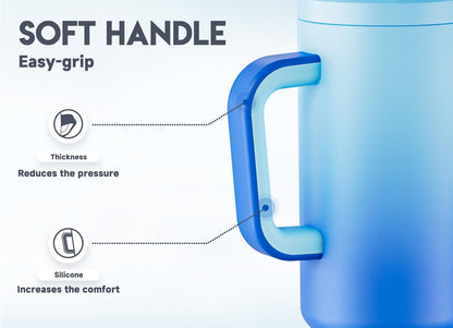 40 oz Tumbler with Handle and Straw: Stainless Steel Insulated Tumbler with Lid and Straw - 100% Leak Proof Tumbler for Car Cup Holders - Travelers Commuters Workers, Donut - Colors B