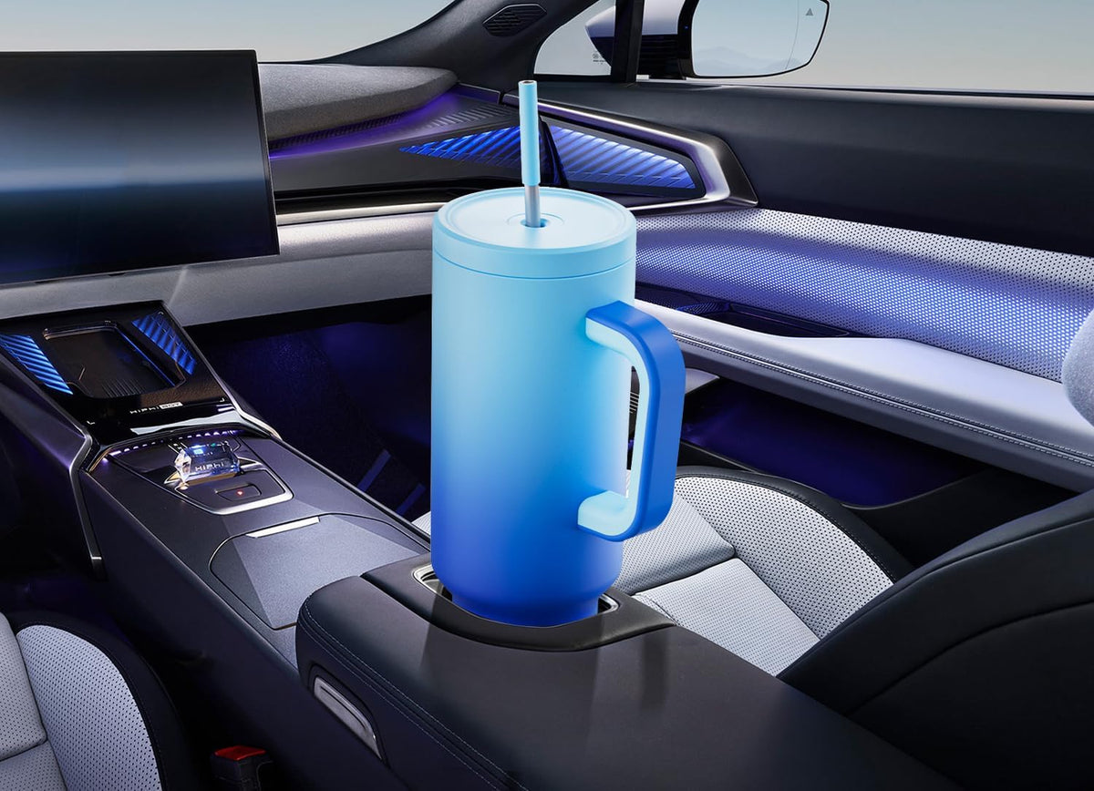 40 oz Tumbler with Handle and Straw: Stainless Steel Insulated Tumbler with Lid and Straw - 100% Leak Proof Tumbler for Car Cup Holders - Travelers Commuters Workers, Donut - Colors B