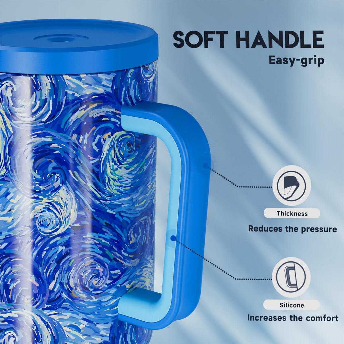 40 oz Tumbler with Handle and Straw: Stainless Steel Insulated Tumbler with Lid and Straw - 100% Leak Proof Tumbler for Car Cup Holders - Travelers Commuters Workers, Donut - Colors B