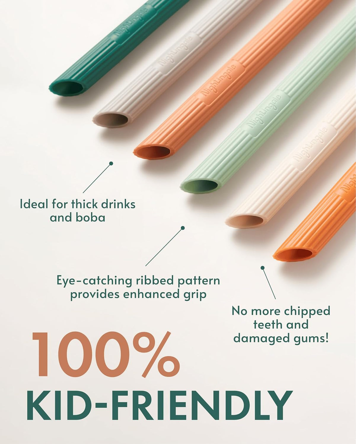 14” Silicone Tumbler Straws - Compatible with Stanley 40 oz cup - Reusable Flexible Long Bendy Drinking Straw with Cleaning Brush for Tall Tumblers - Food-Safe - Set of 6 Oak