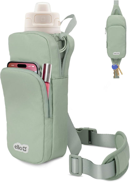 Crossbody Sling Water Bottle Bag | Fits 24oz | Pockets, Adjustable Strap, Drawstring Fastener, Machine Washable