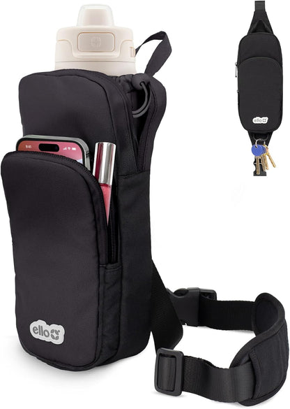 Crossbody Sling Water Bottle Bag | Fits 24oz | Pockets, Adjustable Strap, Drawstring Fastener, Machine Washable