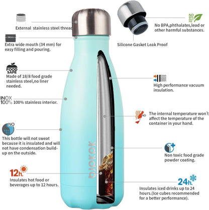 25 oz Insulated Stainless Steel Water Bottle, Metal Sports Flask | Double Wall Vacuum, Leak Proof, Keeps Hot/Cold, BPA Free, Dishwasher Safe, Cupholder Friendly, Travel, Lake Blue - Colors B