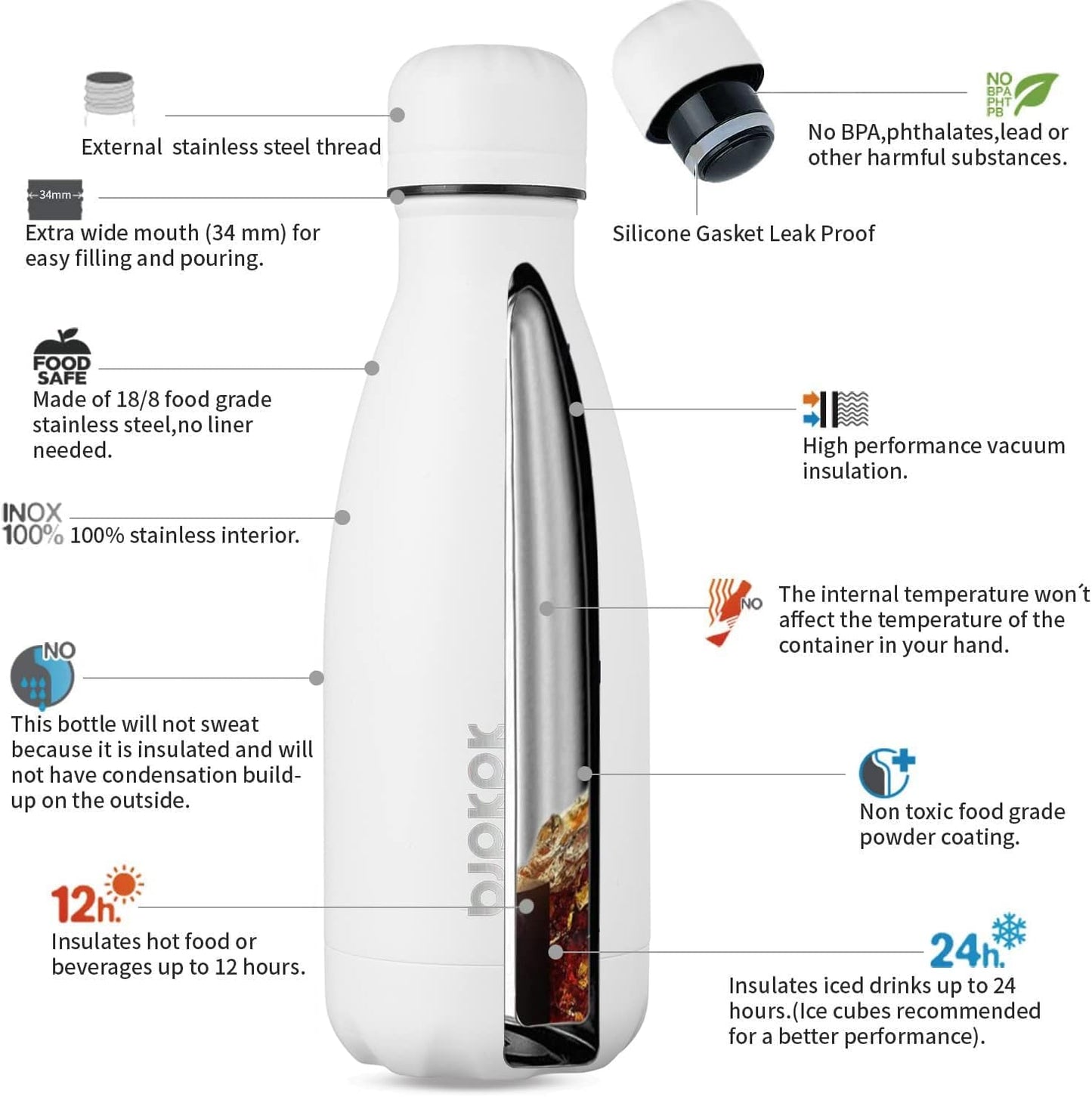 25 oz Insulated Stainless Steel Water Bottle, Metal Sports Flask | Double Wall Vacuum, Leak Proof, Keeps Hot/Cold, BPA Free, Dishwasher Safe, Cupholder Friendly, Travel, Lake Blue - Colors B