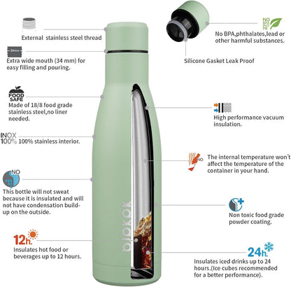 25 oz Insulated Stainless Steel Water Bottle, Metal Sports Flask | Double Wall Vacuum, Leak Proof, Keeps Hot/Cold, BPA Free, Dishwasher Safe, Cupholder Friendly, Travel, Lake Blue - Colors B