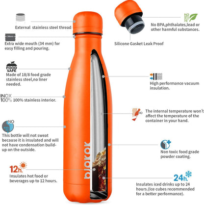 25 oz Insulated Stainless Steel Water Bottle, Metal Sports Flask | Double Wall Vacuum, Leak Proof, Keeps Hot/Cold, BPA Free, Dishwasher Safe, Cupholder Friendly, Travel, Lake Blue - Colors B