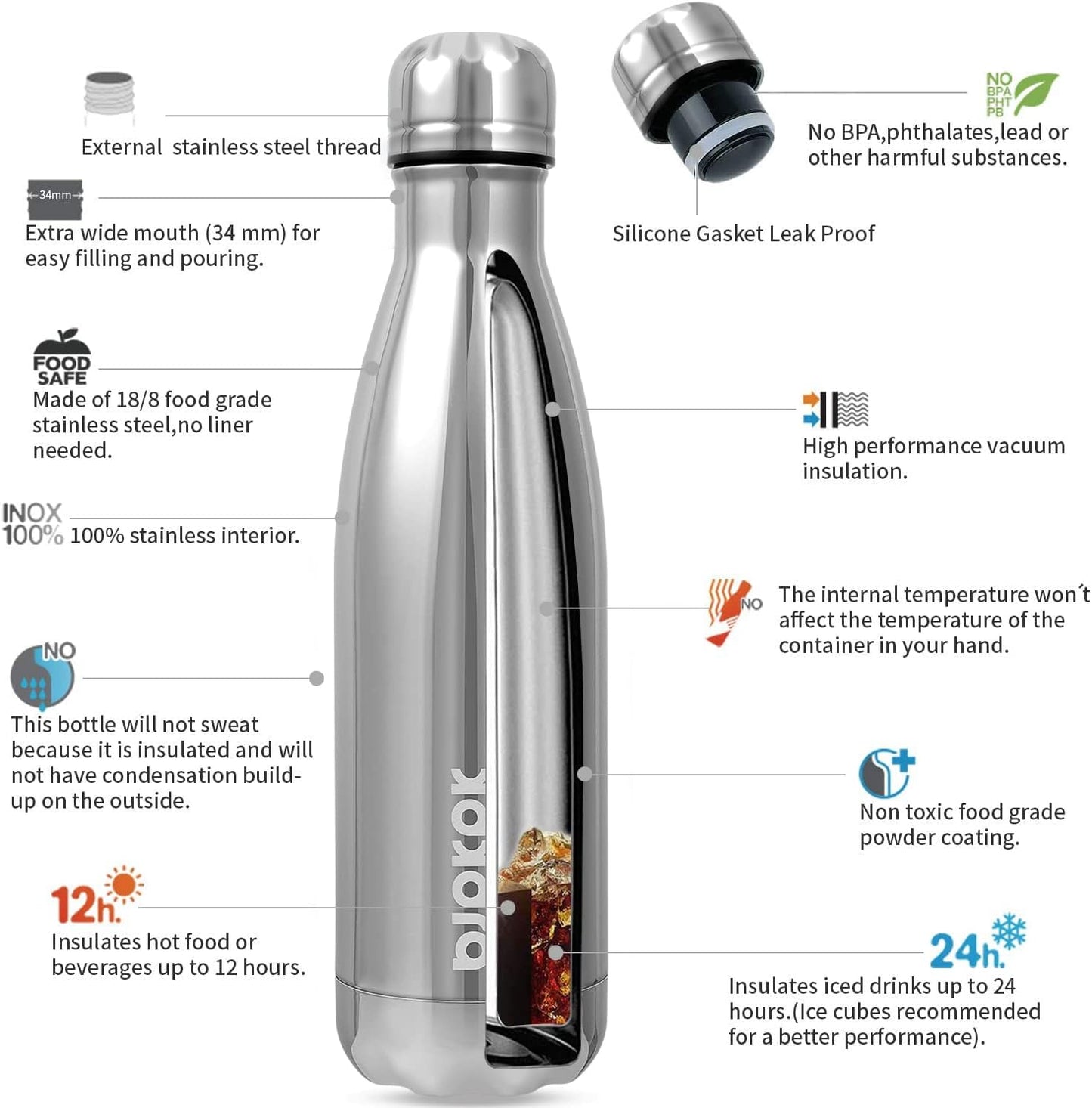 25 oz Insulated Stainless Steel Water Bottle, Metal Sports Flask | Double Wall Vacuum, Leak Proof, Keeps Hot/Cold, BPA Free, Dishwasher Safe, Cupholder Friendly, Travel, Lake Blue - Colors B