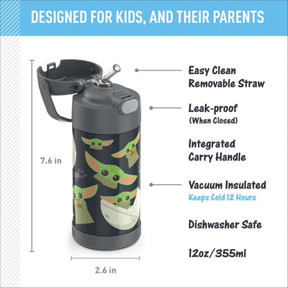 FUNTAINER Water Bottle with Straw, 12oz, Bluey - Colors A