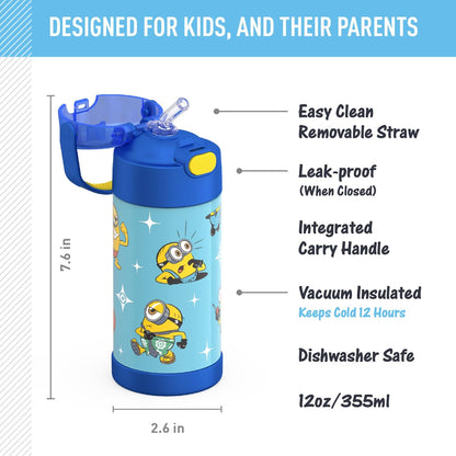 FUNTAINER Water Bottle with Straw, 12oz, Bluey - Colors A