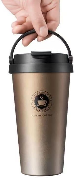 16 OZ Insulated Coffee Mug, Travel Coffee Mug with Leakproof Lid, Coffee Tumbler with Handle, 304 Stainless Steel Mug, Double Walled Vacuum Insulated Mug, White