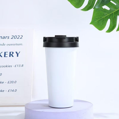 16 OZ Insulated Coffee Mug, Travel Coffee Mug with Leakproof Lid, Coffee Tumbler with Handle, 304 Stainless Steel Mug, Double Walled Vacuum Insulated Mug, White