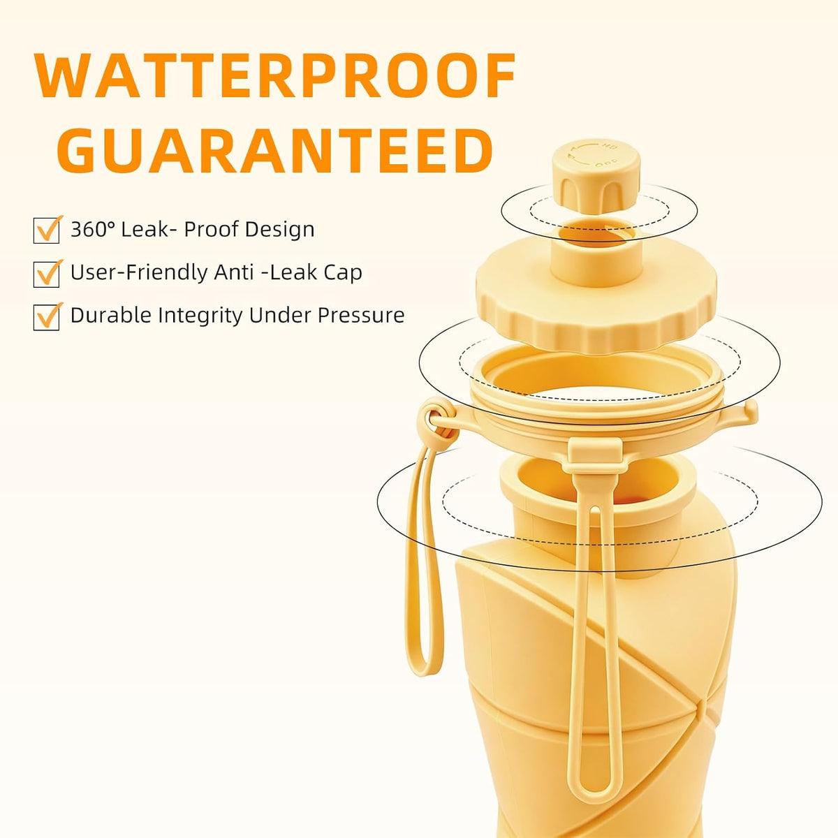 Collapsible Water Bottles 20oz (600ml), BPA-Free Silicone Foldable Portable Lightweight Reusable Water Bottle with Leak-Proof Lid & Lanyard for Outdoor Travel Cycling Gym & Camping