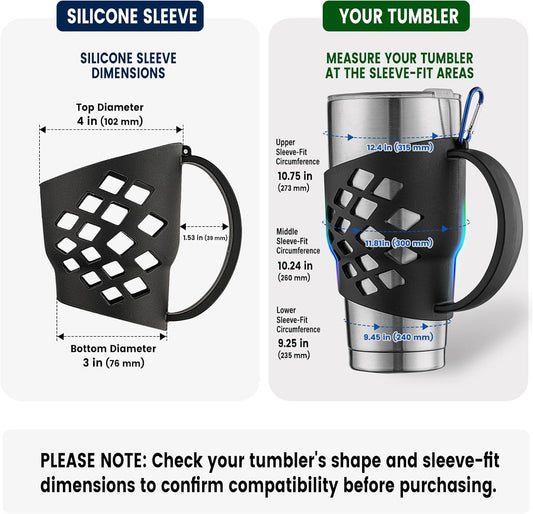Handle for YETI 30 oz Tumbler, Silicone Sleeve w/‌ Handle for 30 oz Tumbler