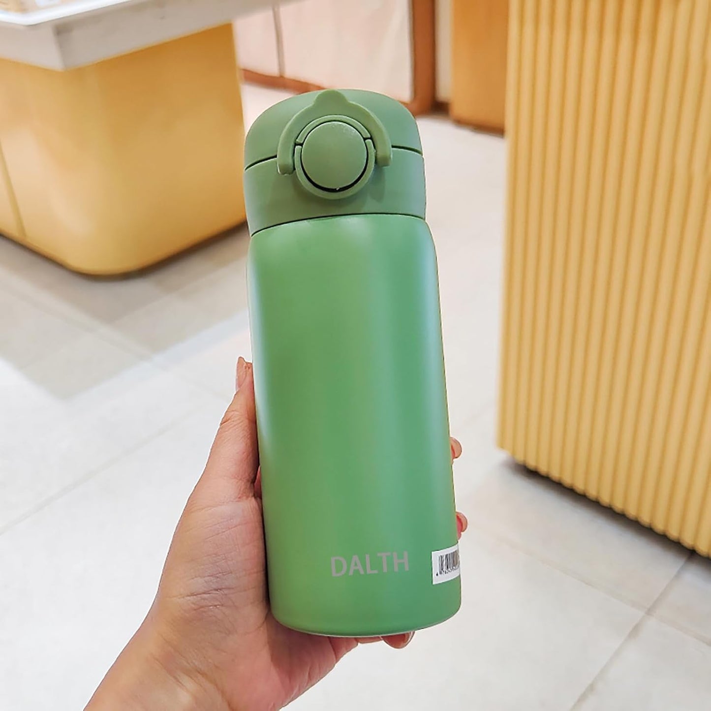 HuronTravel Mug Screw Cap Stainless Steel Drinking Cup100% LeakproofOne Click Safety LockVacuum Stainless Steel Water Bottle for School (green, 16.9, ounces)