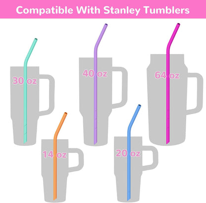 14PCS Silicone Straws Fit for Stanley 40oz 30oz Tumbler, 14” Straws