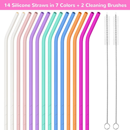 14PCS Silicone Straws Fit for Stanley 40oz 30oz Tumbler, 14” Straws